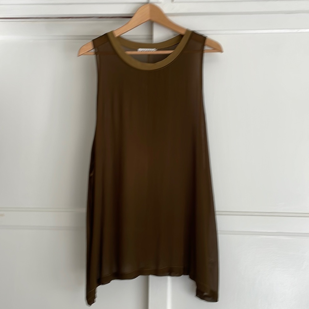 LACAUSA ‘Dad Shirt’ Sheer Tank - Olive